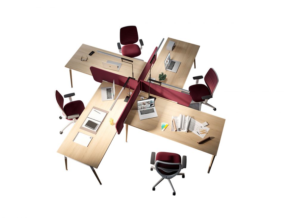 SCRIVANIE OPERATIVE MULTIPOSTAZIONE INTEGRATE – uffici – design mobili per ufficio – ommag – fermo – macerata – Quadrifoglio X3 - Scrivania C17